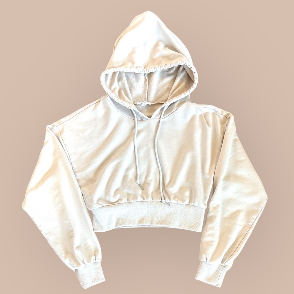 Superdown Off-White/Cream Cropped Hoodie